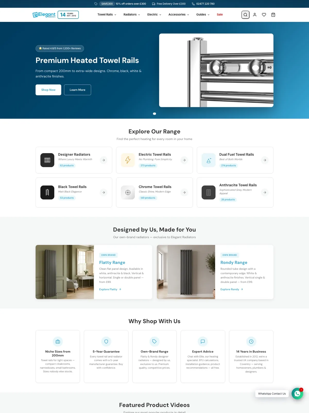 Elegant Radiators Shopify store screenshot