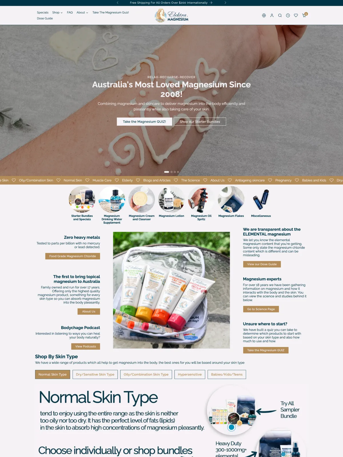Elektra Magnesium Shopify store screenshot