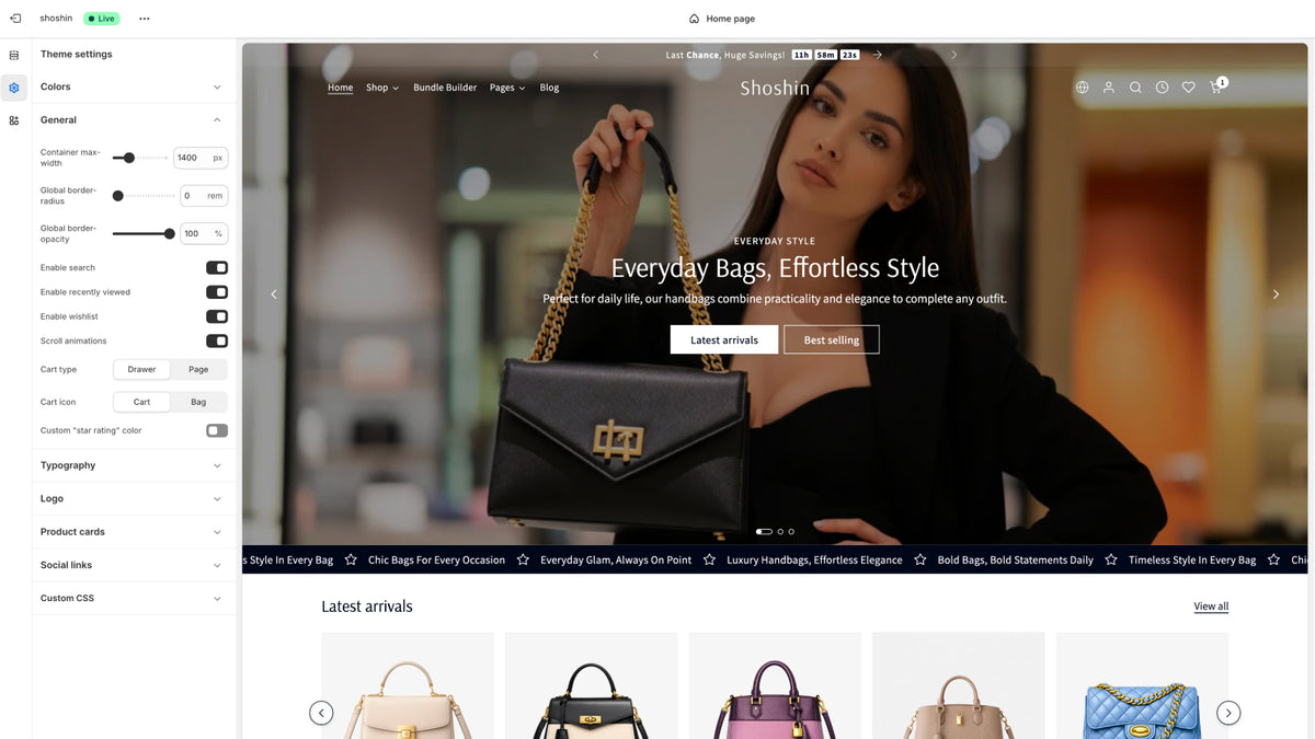 Shoshin theme homepage - desktop